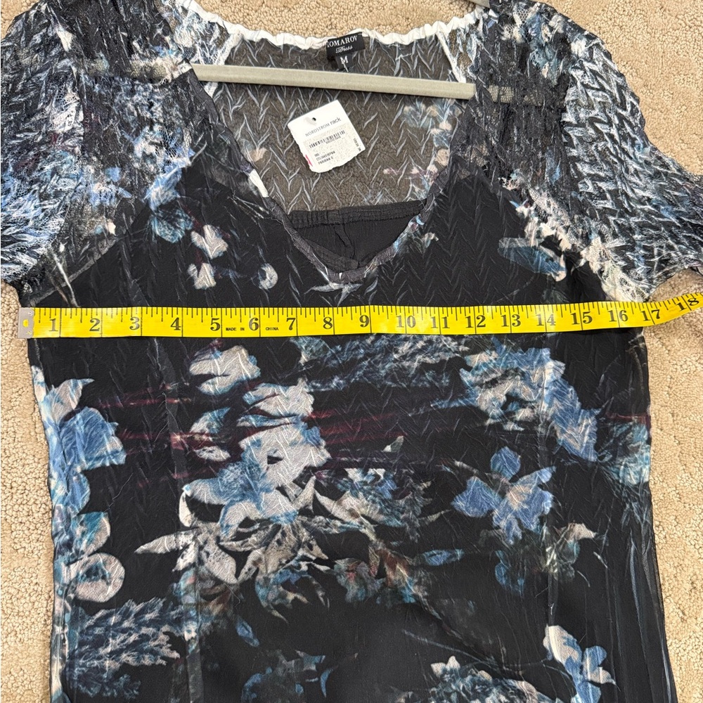 NWT Komarov Elegant dark blue Floral Women's Dress Size M - Picture 4 of 5